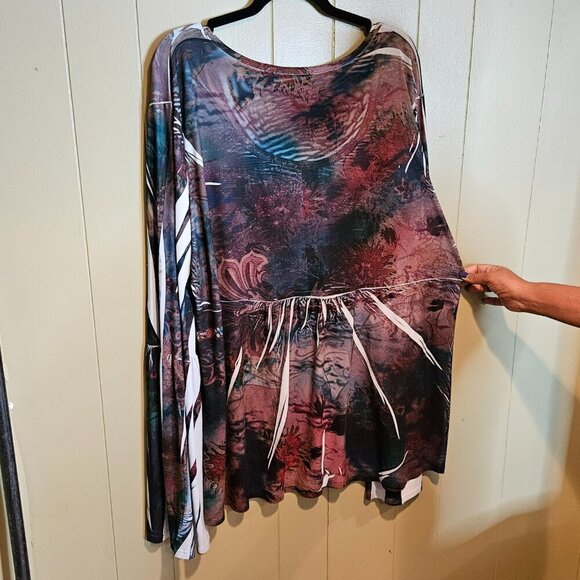 Boho Chic Women's Bohemian Tunic Top with Bell Sleeves, Plus-Size 3X, Stretchy - Picture 2 of 5